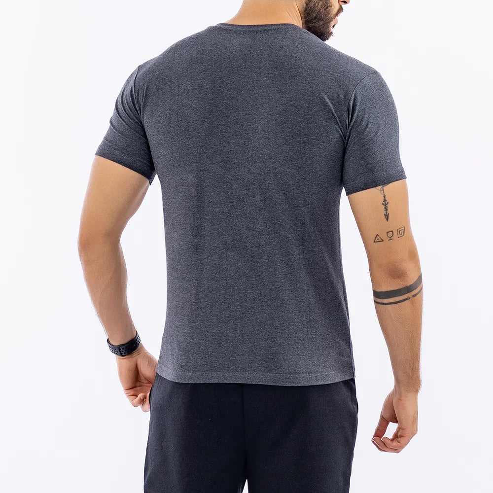 CAMISETA CASUAL TELA FRIA - GRIS JASPE OSCURO