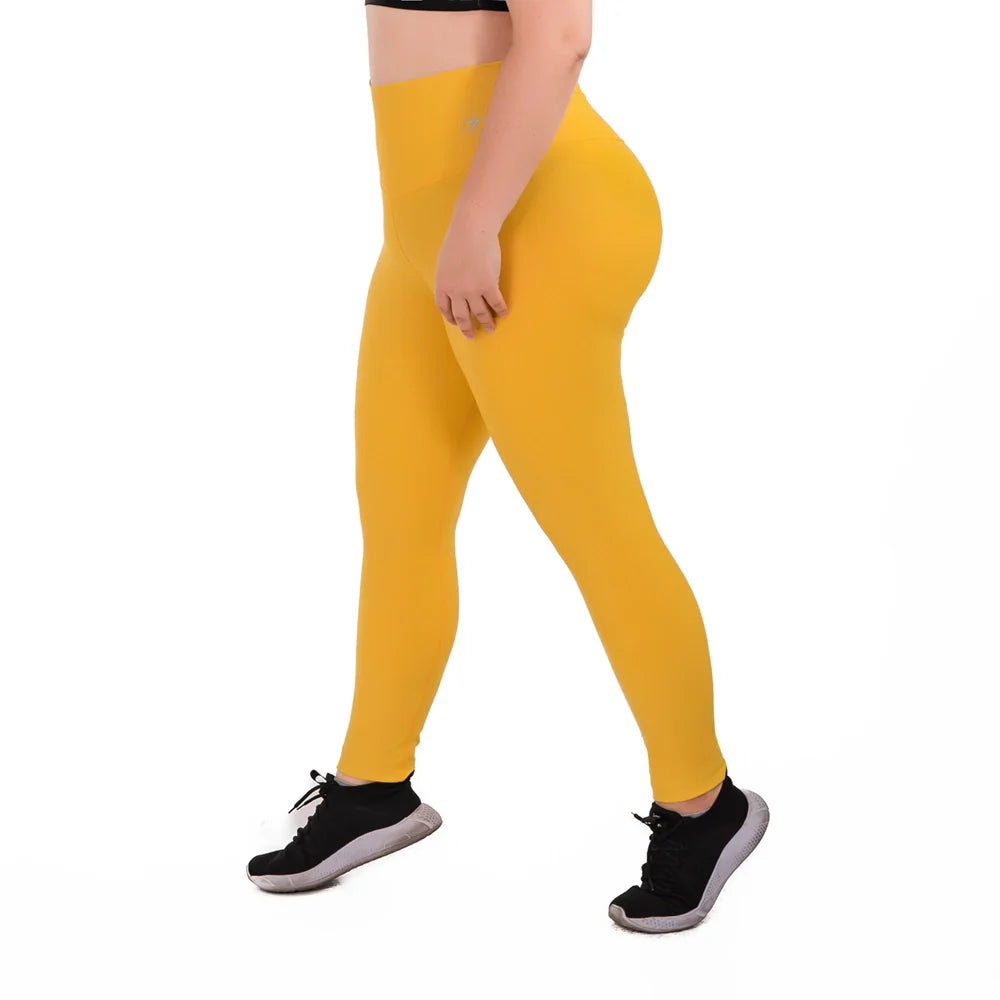 LEGGINS UNICOLOR PLUS SIZE -MOSTAZA