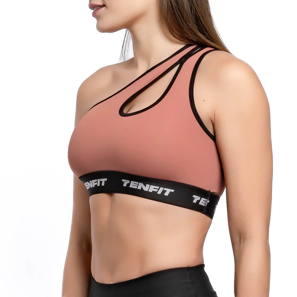 TOP UNIHOMBRO ELASTIC-TERRACOTA CLARO