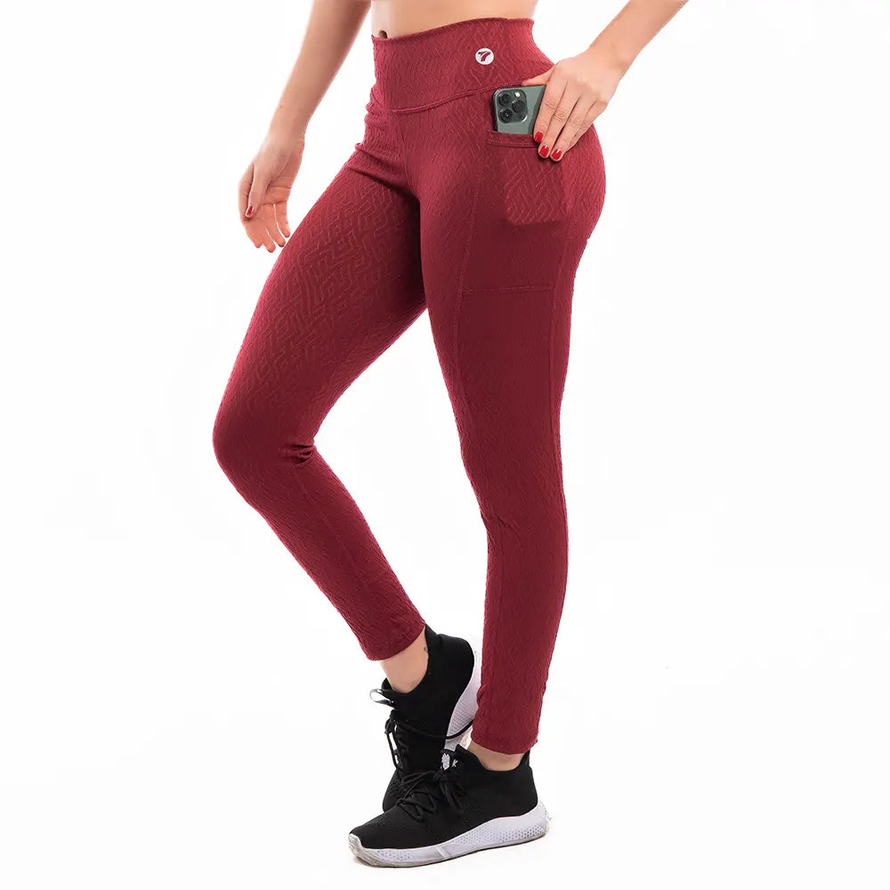 LEGGINS BOLSILLO JACQUARD-VINOTINTO