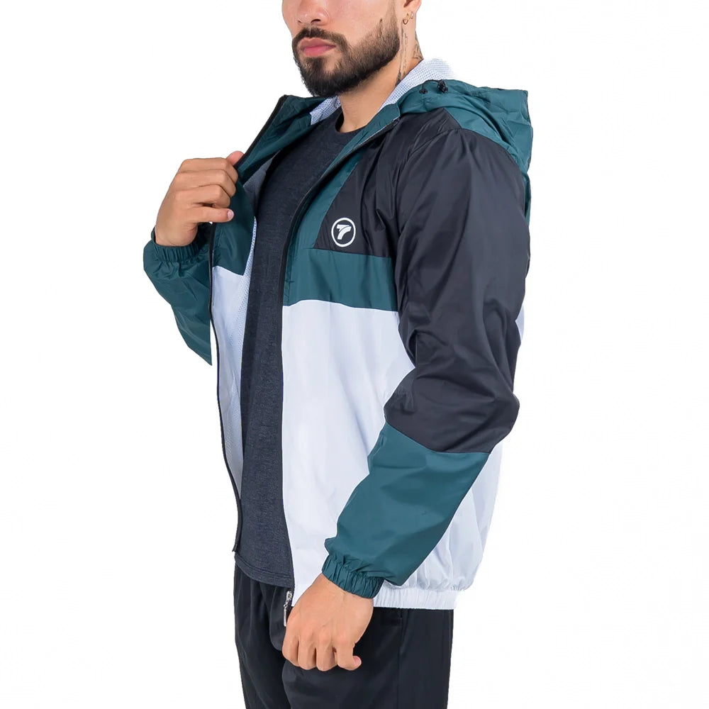 CHAQUETA ROMPEVIENTOS THUNDER H - VERDE ESMERALDA- BLANCO